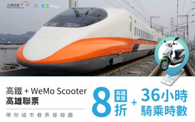【超值活動】高鐵來回車票享8折 + 再拿共享機車36小時優惠價
