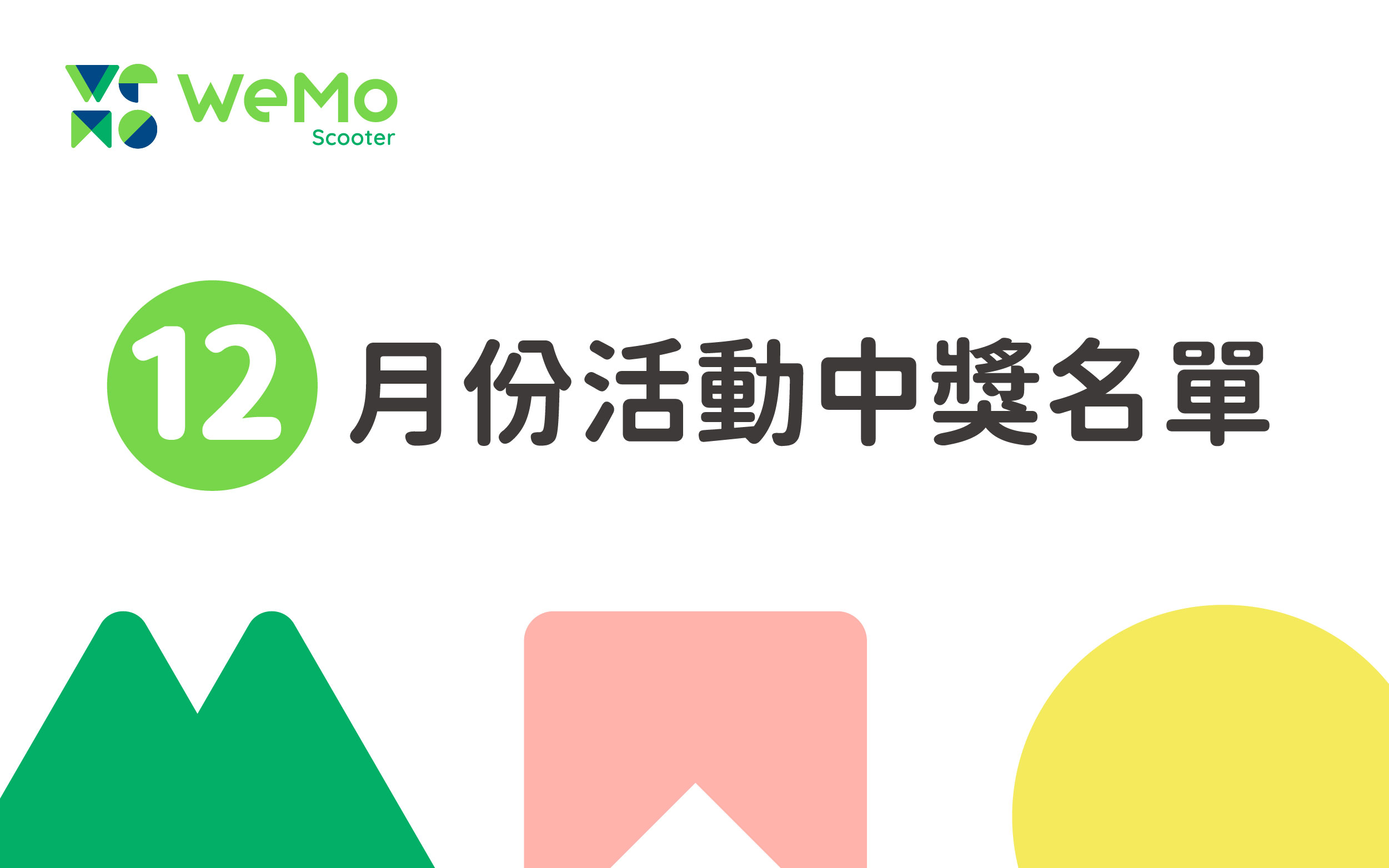 中獎名單 22 年12 月份 Wemo Scooter